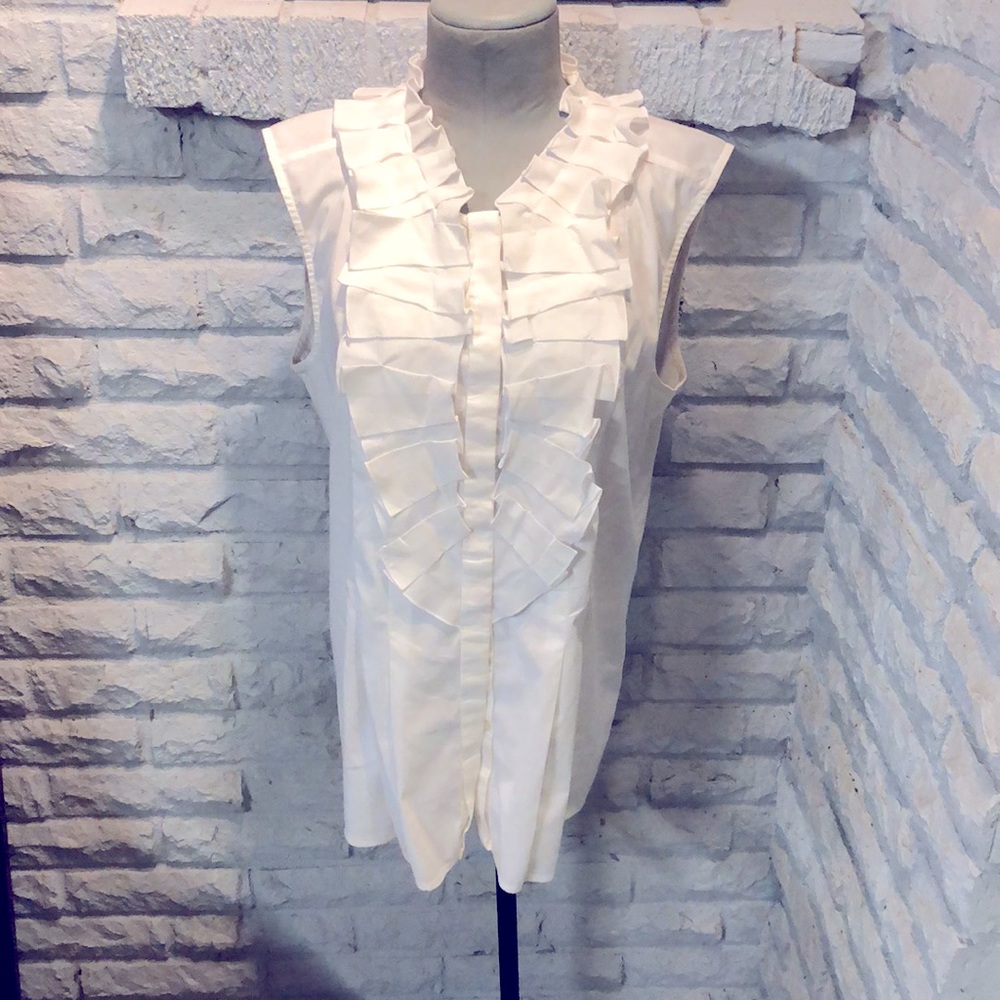 Kristen Davis Ruffled Sleeveless Blouse Size Large